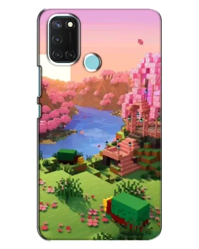 Чехол для Realme C17 с картинкой «Розовое дерево Minecraft»