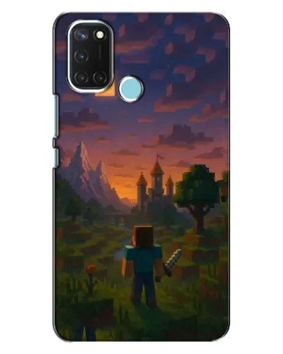 Чехол для Realme C17 с картинкой «Стив у башни»