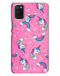 Чехол для Realme C17 с картинкой «Unicorn паттерн розовый»