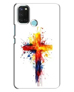 Чехол для Realme C17 с картинкой «Акварельный крест»
