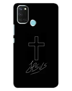 Чехол для Realme C17 с картинкой «Графический крест Jesus» Чехол для Realme C17 с картинкой «Графический крест Jesus»
