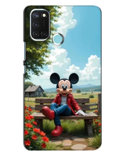Чехол для Realme C17 с картинкой «Микки на скамейке»