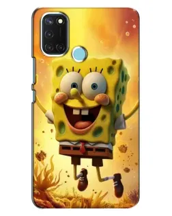 Чехол для Realme C17 с картинкой «Губка Боб прыгает»