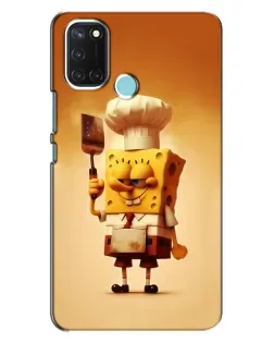 Чехол для Realme C17 с картинкой «Губка Боб повар»
