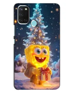 Чехол для Realme C17 с картинкой «Рождественский Спанч Боб»