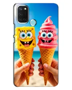 Чехол для Realme C17 с картинкой «Спанч Боб мороженое»