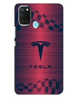 Чехол для Realme C17 с картинкой «Тесла красный карбон»
