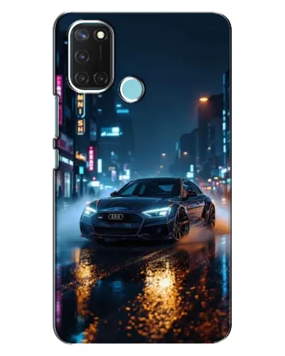 Чехол для Realme C17 с картинкой «Ночной город и Audi»