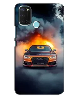 Чехол для Realme C17 с картинкой «Audi в огненном дыму»