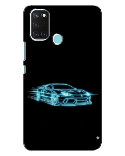 Чехол для Realme C17 с картинкой «Неоновый контур Lamborghini»