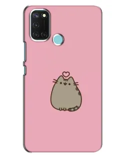 Чехол для Realme C17 с картинкой «Pusheen сердце»