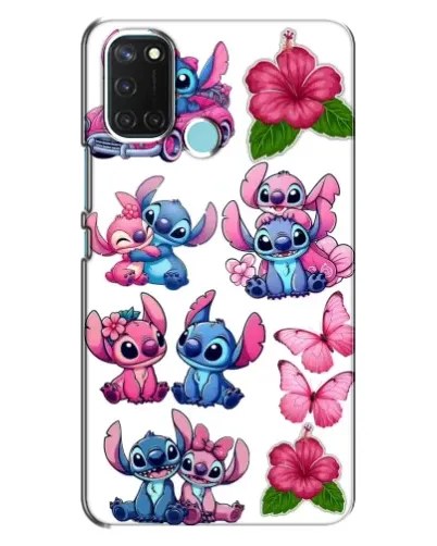 Чехол для Realme C17 с картинкой «Стикеры Stitch и Angel»
