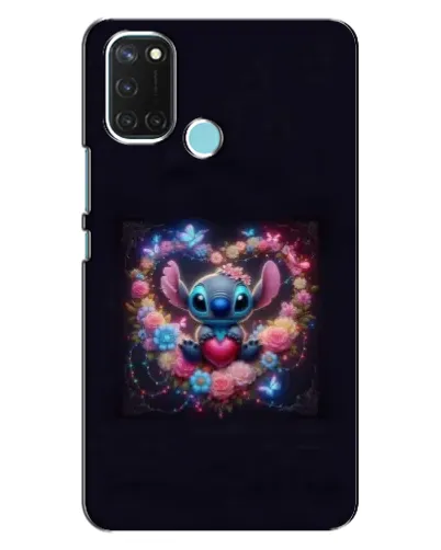 Чехол для Realme C17 с картинкой «Stitch в цветах»