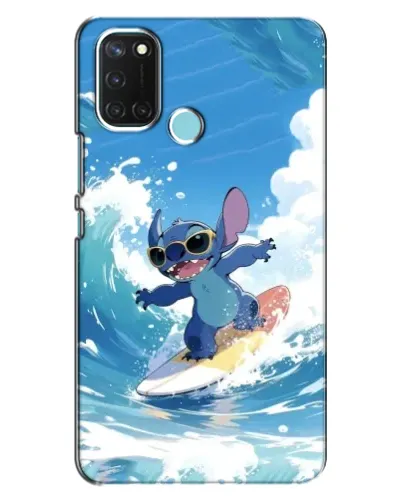 Чехол для Realme C17 с картинкой «Стич на волне»