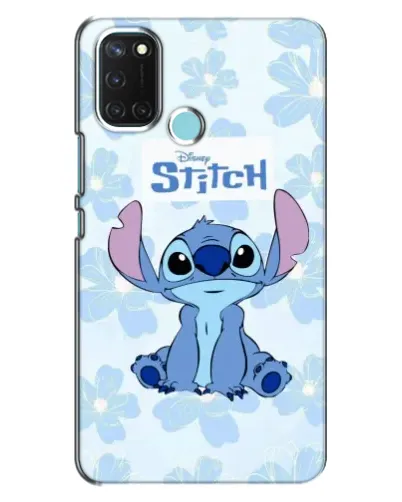 Чехол для Realme C17 с картинкой «Stitch среди цветов»
