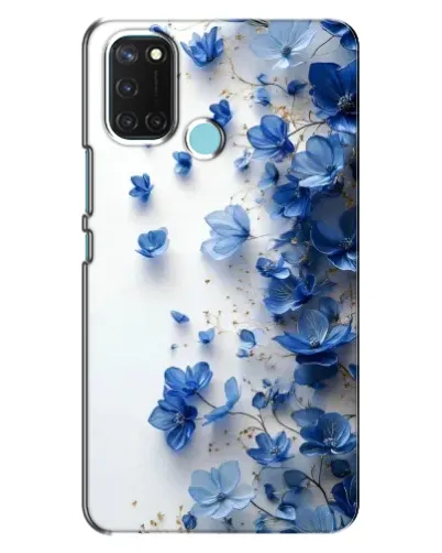 Чехол для Realme C17 с картинкой «Голубой цветочный каскад»
