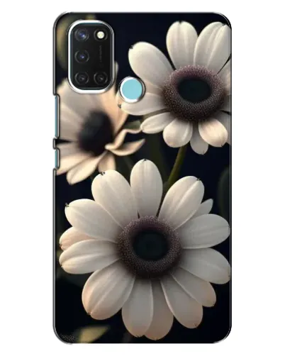 Чехол для Realme C17 с картинкой «Белые маргаритки макро»