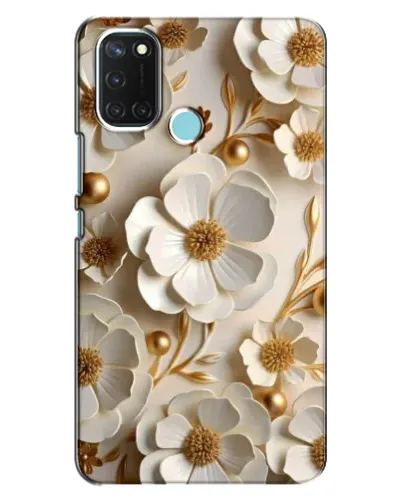 Чехол для Realme C17 с картинкой «Белие бумажние  цвети»