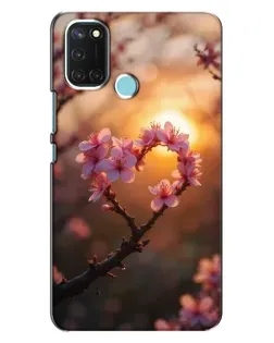 Чехол для Realme C17 с картинкой «Розовый цвет сердце на фоне заката» Чехол для Realme C17 с картинкой «Розовый цвет сердце на фоне заката»