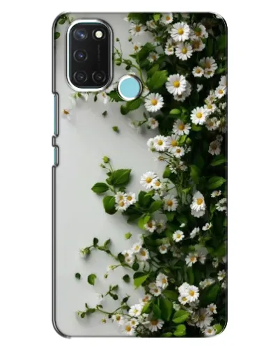 Чехол для Realme C17 с картинкой «Ветка мелких белых цветов»