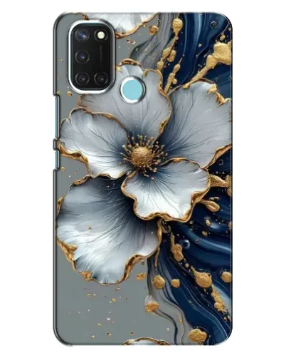 Чехол для Realme C17 с картинкой «Белый цветок и золотой флюид» Чехол для Realme C17 с картинкой «Белый цветок и золотой флюид»