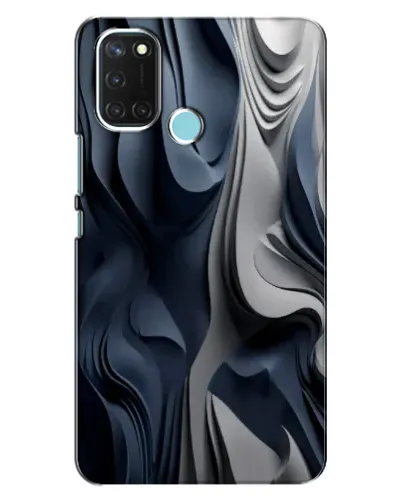 Чехол для Realme C17 с картинкой «Объемные синие складки»