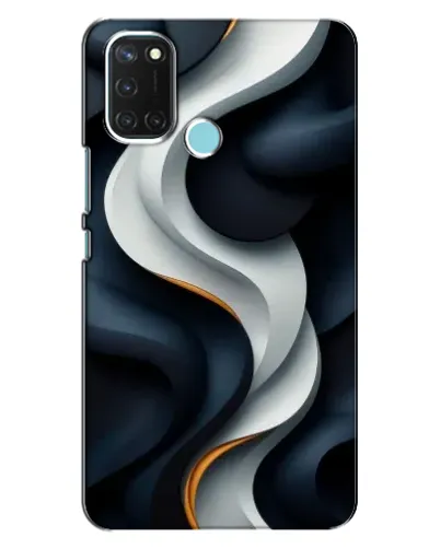 Чехол для Realme C17 с картинкой «Объемные черно-белые ленты»