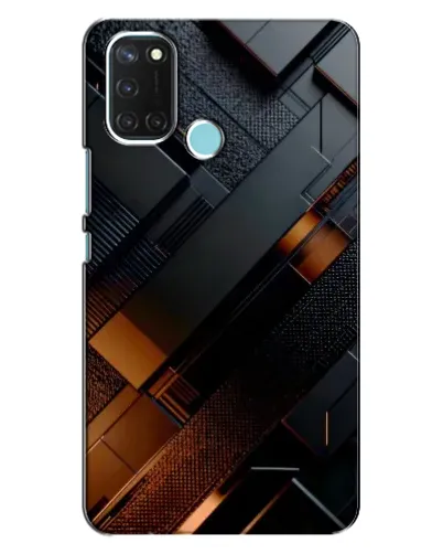 Чехол для Realme C17 с картинкой «Черные геометрические блоки»