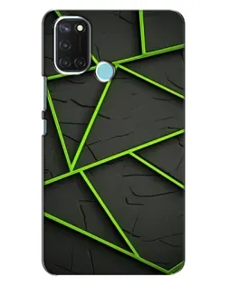 Чехол для Realme C17 с картинкой «Зеленые геометрические линии»