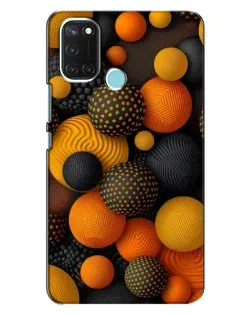 Чехол для Realme C17 с картинкой «Объемные оранжевые сферы»