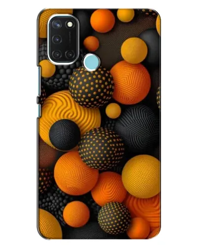 Чехол для Realme C17 с картинкой «Объемные оранжевые сферы»