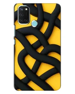 Чехол для Realme C17 с картинкой «Черное желтое переплетение»
