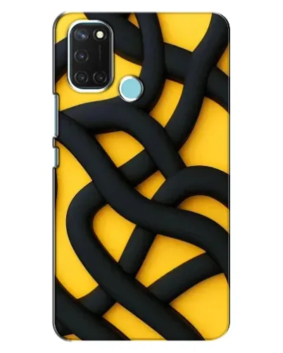 Чехол для Realme C17 с картинкой «Черное желтое переплетение»
