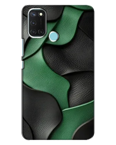 Чехол для Realme C17 с картинкой «Зеленые кожаные волны»