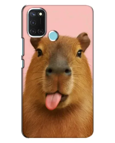 Чехол для Realme C17 с картинкой «Капибара с языком»
