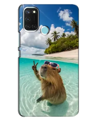 Чехол для Realme C17 с картинкой «Капибара на море»