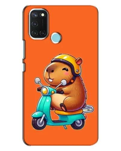 Чехол для Realme C17 с картинкой «Капибара на скутере»