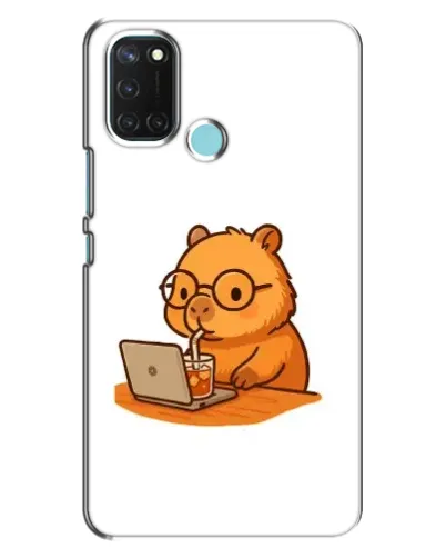 Чехол для Realme C17 с картинкой «Капибара с ноутбуком»