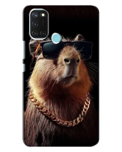 Чехол для Realme C17 с картинкой «Капибара золотая цепь»