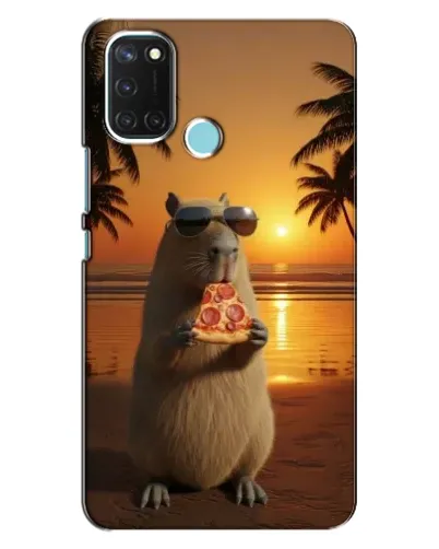 Чехол для Realme C17 с картинкой «Капибара с пиццей»