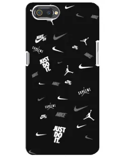 Чохол для Realme C2 з картинкою «Nike Black Pattern»