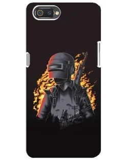 Чехол для Realme C2 с картинкой «PUBG — огненный силуэт»