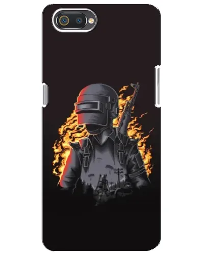 Чехол для Realme C2 с картинкой «PUBG — огненный силуэт»