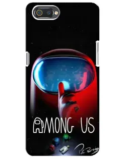 Чехол для Realme C2 с картинкой «Красный импостер — макро»