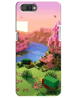 Чехол для Realme C2 с картинкой «Розовое дерево Minecraft»