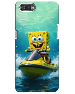 Чехол для Realme C2 с картинкой «Спанч Боб на гидроцикле»