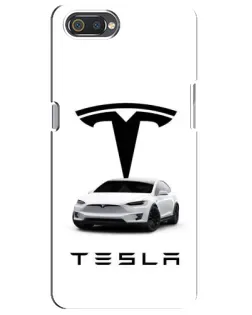 Чехол для Realme C2 с картинкой «Tesla White Style»