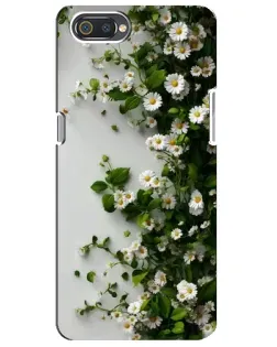 Чехол для Realme C2 с картинкой «Ветка мелких белых цветов»