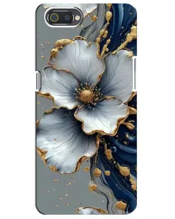 Чехол для Realme C2 с картинкой «Белый цветок и золотой флюид»