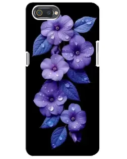 Чехол для Realme C2 с картинкой «Фиолетовые цветы с росою»